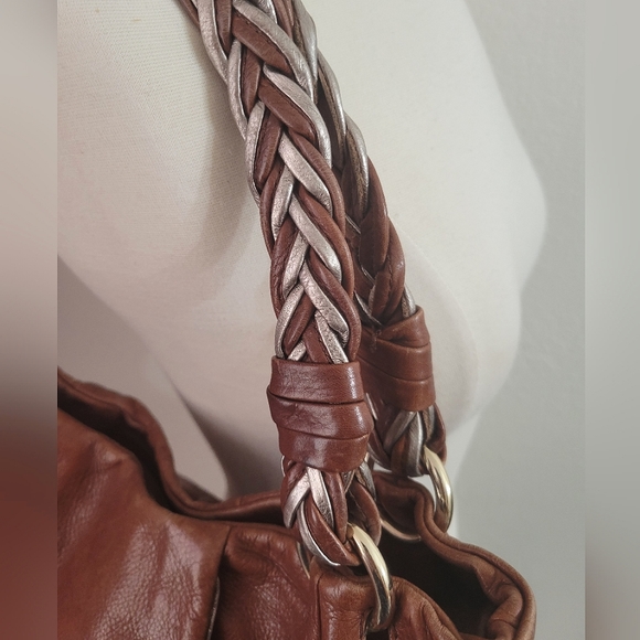 ELLIOTT LUCCA Brown Leather Hobo Bag with Metallic Details - Picture 6 of 15